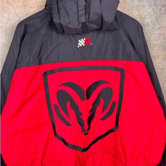 VTG 90s Dodge Ram Puffer Jacket Mens Sz XL Red Black Logo Cars Trucks Diesel - Picture 3 of 8